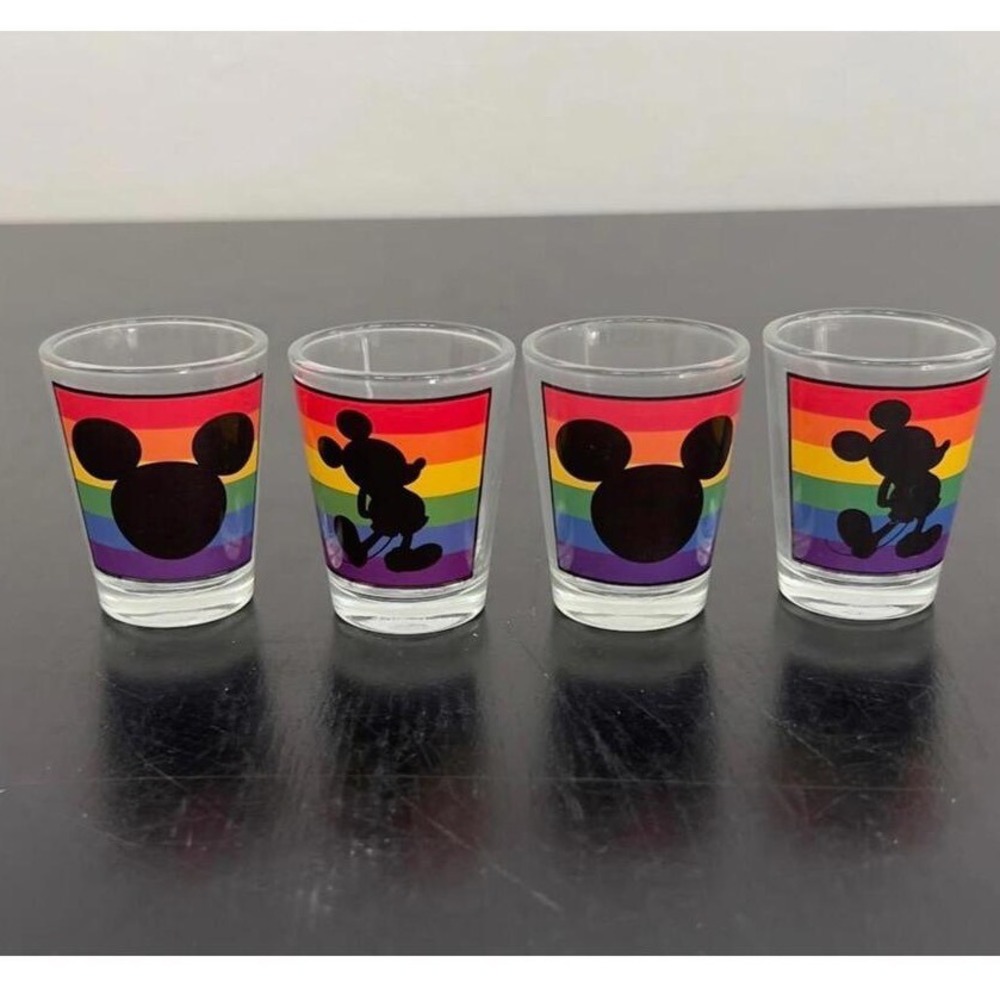 Disney Shot Glass Set Multicolor Rainbow Mickey Mouse Pride 1.5oz 4pk